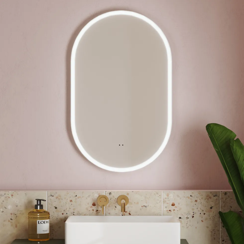 Billy LED Illuminated Oval Mirror with Demister Pad & Colour Change Lights - 500 x 800mm