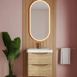 Billy LED Illuminated Oval Mirror with Demister Pad & Colour Change Lights - 500 x 1000mm
