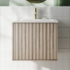 Billy 600mm Wall Hung Vanity Unit with Fluted Drawer Front & Basin