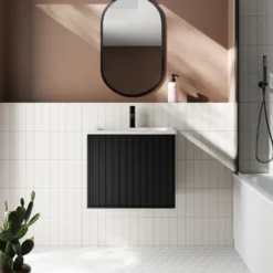 Billy 600mm Wall Hung Vanity Unit with Fluted Drawer Front & Basin
