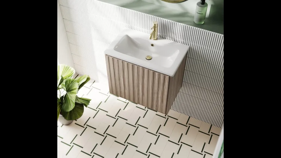Billy 600mm Wall Hung Vanity Unit with Fluted Drawer Front & Basin