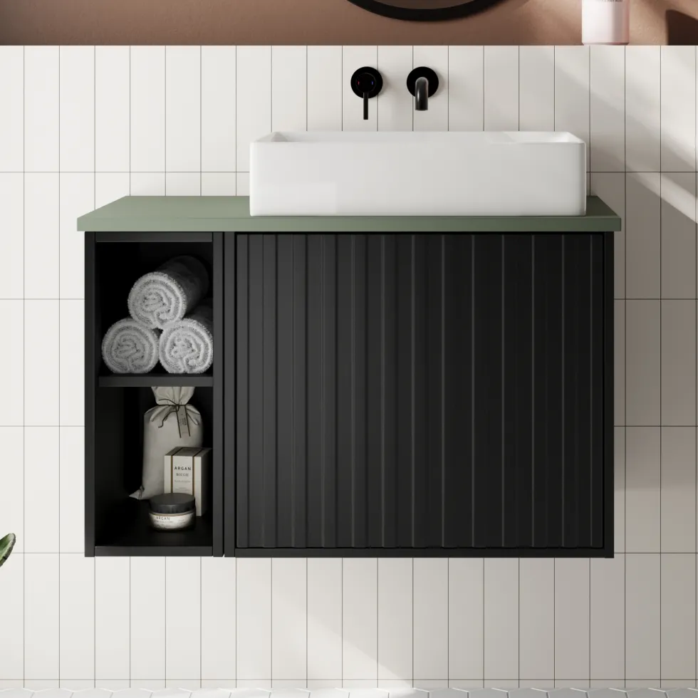 Billy 800mm Wall Hung Vanity Unit with Fluted Drawer Front & Countertop
