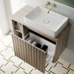 Billy 800mm Wall Hung Vanity Unit with Fluted Drawer Front & Countertop