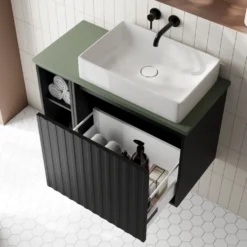 Billy 800mm Wall Hung Vanity Unit with Fluted Drawer Front & Countertop