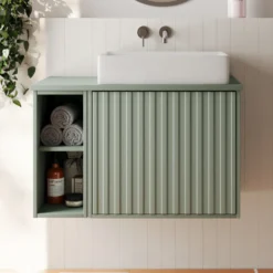 Billy 800mm Wall Hung Vanity Unit with Fluted Drawer Front & Countertop
