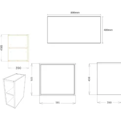 Billy 800mm Wall Hung Vanity Unit with Fluted Drawer Front & Countertop