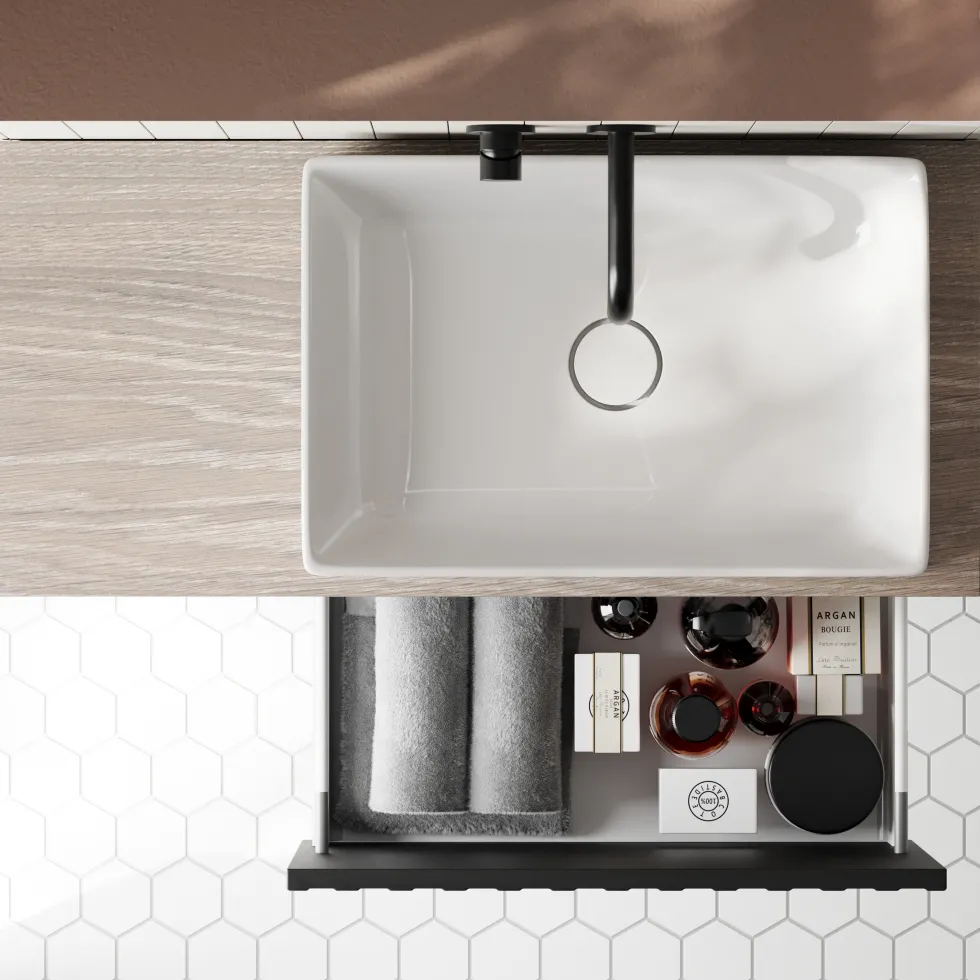 Billy 800mm Wall Hung Vanity Unit with Fluted Drawer Front & Countertop