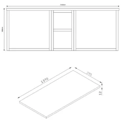 Billy 1400mm Wall Hung Vanity Unit with Fluted Drawer Front & Marble Sintered Stone Worktop
