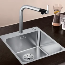 Blanco Andano Compact 1 Bowl Inset Satin Polish Stainless Steel Kitchen Sink & Waste - 440 x 500mm