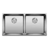 Blanco Andano Double Bowl Undermount Satin Polish Stainless Steel Kitchen Sink & Waste - 865 x 440mm