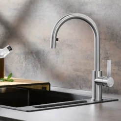 Blanco Candor-S Single Lever Brushed Stainless Steel Mono Pull Out Kitchen Mixer Tap
