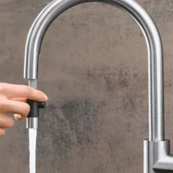 Blanco Candor-S Single Lever Brushed Stainless Steel Mono Pull Out Kitchen Mixer Tap