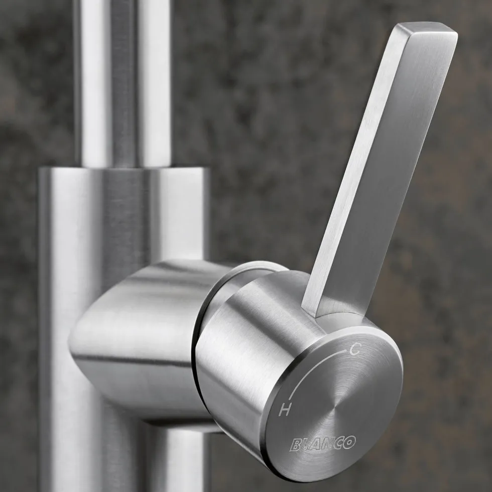 Blanco Candor-S Single Lever Brushed Stainless Steel Mono Pull Out Kitchen Mixer Tap