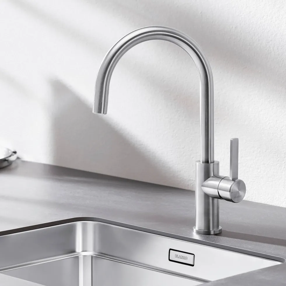 Blanco Candor WRAS Approved Single Lever Brushed Stainless Steel Mono Kitchen Mixer Tap