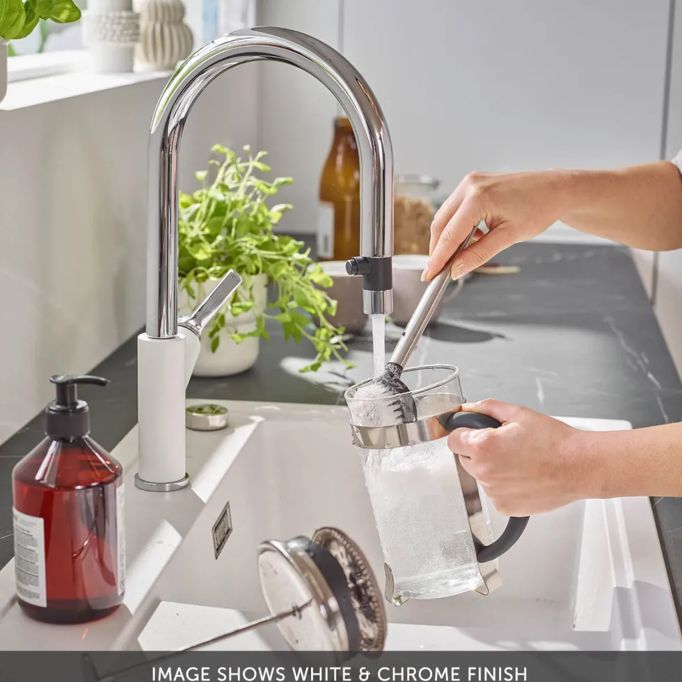 Blanco Carena-S Vario Single Lever Chrome Pull Out Kitchen Mixer Spray Tap with Silgranit Matching Finish