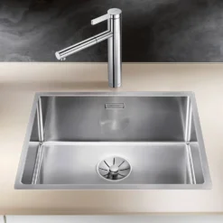 Blanco Claron Large 1 Bowl Satin Polish Stainless Steel Kitchen Sink & Waste - 540 x 440mm