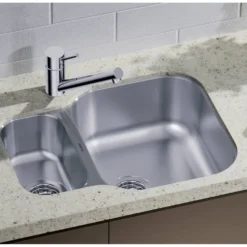 Blanco Essential 1.5 Bowl Undermount Brushed Stainless Steel Kitchen Sink & Waste with Reversible Main Bowl - 582 x 450mm
