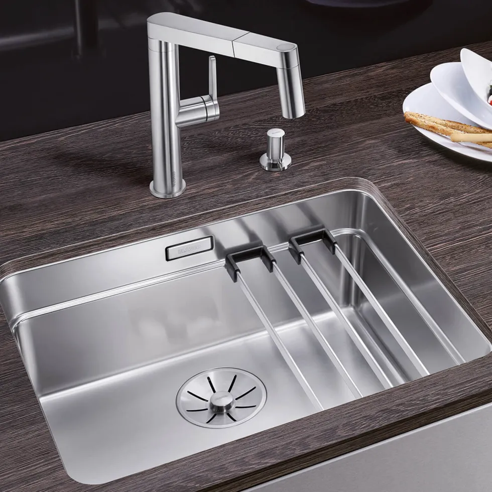 Blanco Etagon Large 1 Bowl Satin Polish Inset or Undermount Stainless Steel Kitchen Sink & Waste - 540 x 440mm