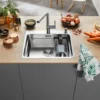 Blanco Etagon Large 1 Bowl Satin Polish Stainless Steel Kitchen Sink & Waste with Tap Ledge - 540 x 500mm