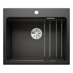 Blanco Etagon 6 Large 1 Bowl Silgranit Composite Kitchen Sink & Waste with Tap Ledge - 600 x 510mm