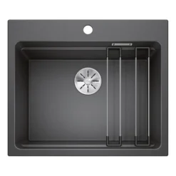 Blanco Etagon 6 Large 1 Bowl Silgranit Composite Kitchen Sink & Waste with Tap Ledge - 600 x 510mm