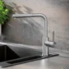Blanco Lanora-S Eco Cold Start Brushed Stainless Steel Mono Pull Out Kitchen Mixer Tap