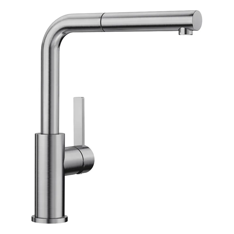 Blanco Lanora-S Eco Cold Start Brushed Stainless Steel Mono Pull Out Kitchen Mixer Tap