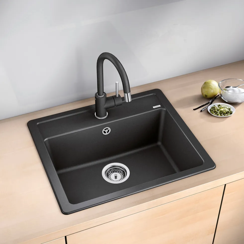Blanco Legra 6 1 Bowl Silgranit Composite Kitchen Sink & Waste with Tap Ledge - 585 x 500mm