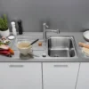 Blanco Lemis 45 S-IF Compact 1 Bowl Brushed Stainless Steel Kitchen Sink & Waste with Reversible Drainer - 860 x 500mm