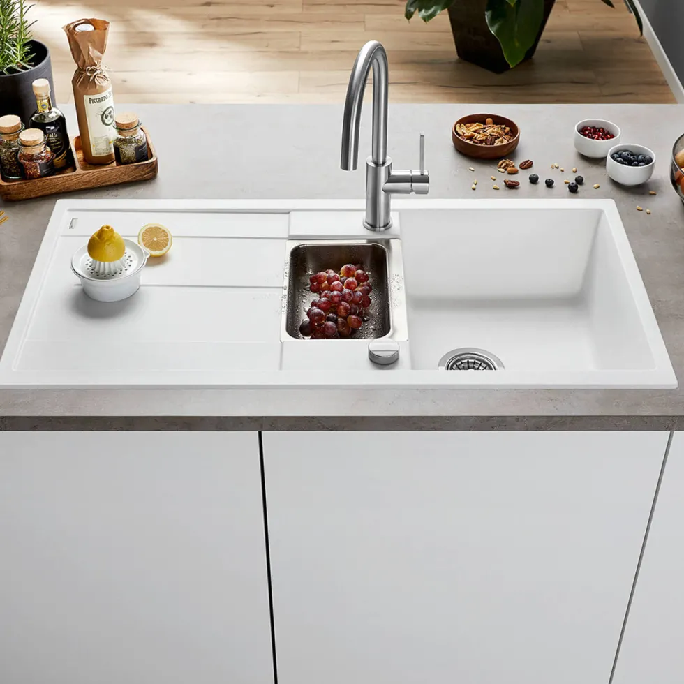 Blanco Metra 6 S 1.5 Bowl Inset Silgranit Composite Kitchen Sink & Waste with Reversible Drainer - 1000 x 500mm
