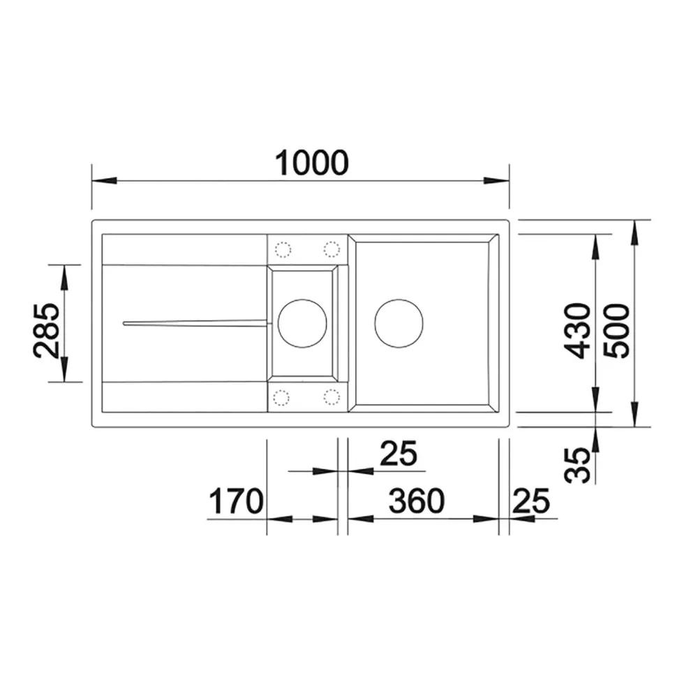 Blanco Metra 6 S 1.5 Bowl Inset Silgranit Composite Kitchen Sink & Waste with Reversible Drainer - 1000 x 500mm