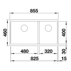 Blanco Subline 1.75 Bowl Undermount Silgranit Composite Kitchen Sink & Waste - 855 x 460mm