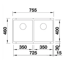 Blanco Subline 2 Bowl Undermount Silgranit Composite Kitchen Sink & Waste - 755 x 460mm