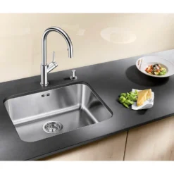 Blanco Supra 500-U Large 1 Bowl Undermount Brushed Stainless Steel Kitchen Sink & Waste - 530 x 430mm