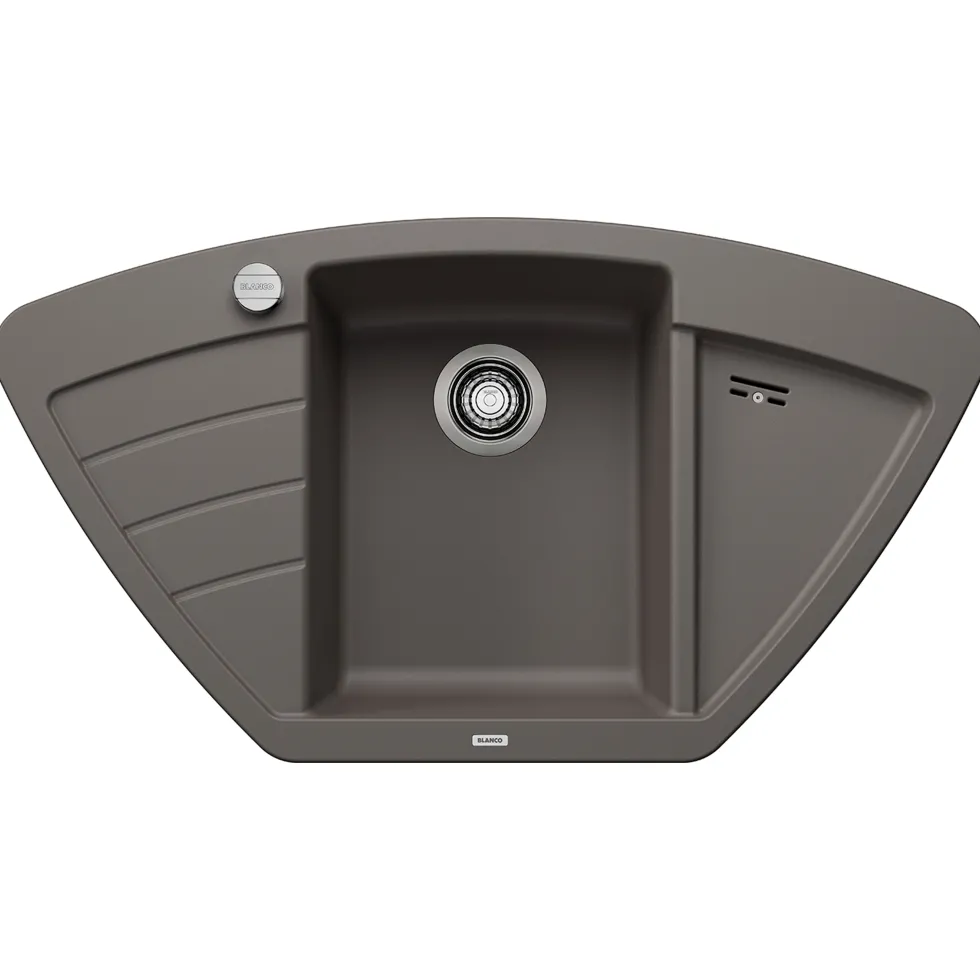 Blanco Zia 9 E Corner 1 Bowl Inset Silgranit Composite Kitchen Sink & Waste with Reversible Drainer - 930 x 510mm