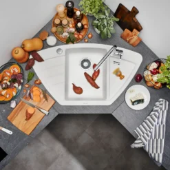 Blanco Zia 9 E Corner 1 Bowl Inset Silgranit Composite Kitchen Sink & Waste with Reversible Drainer - 930 x 510mm