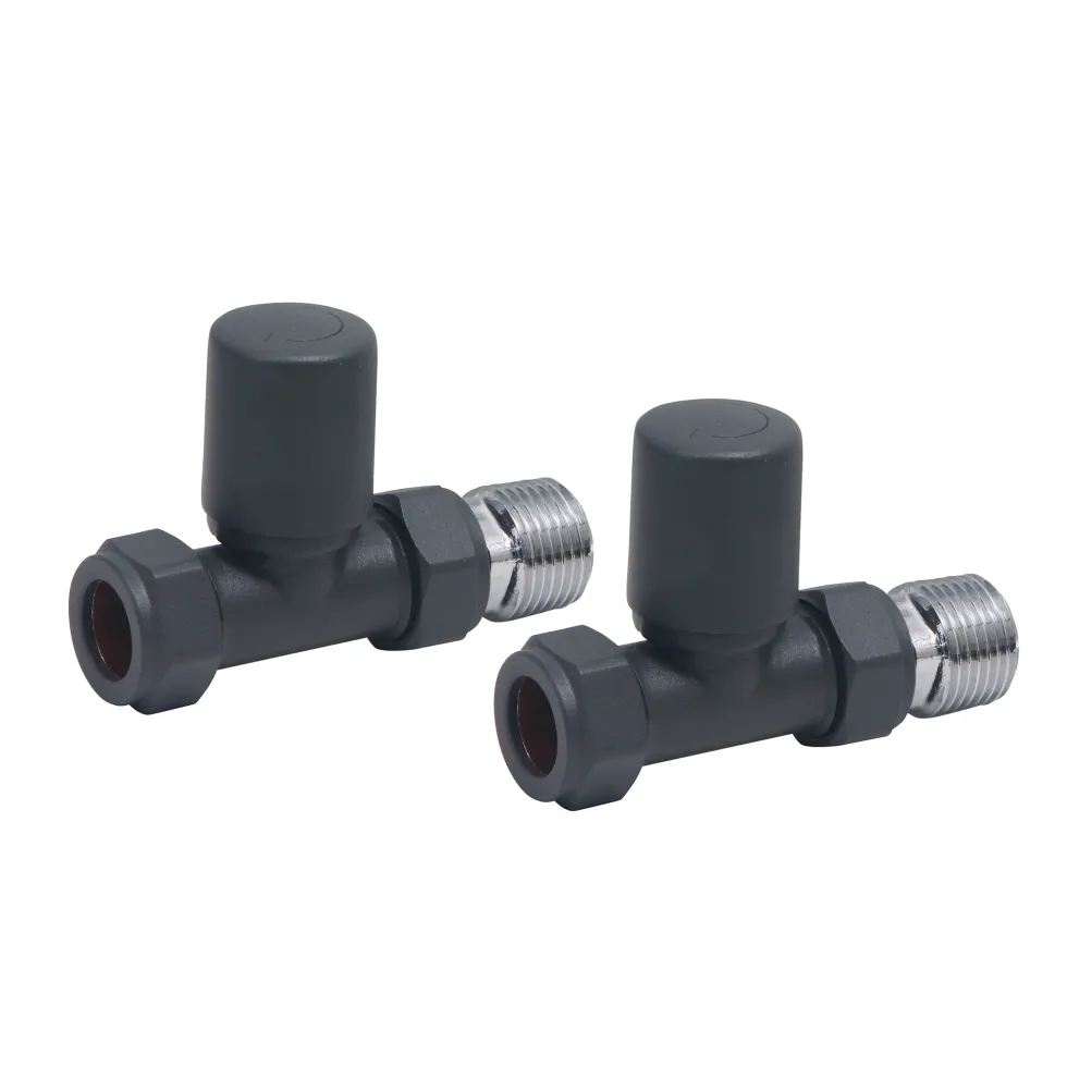 Brenton 15mm Straight Manual Radiator Valves - Anthracite