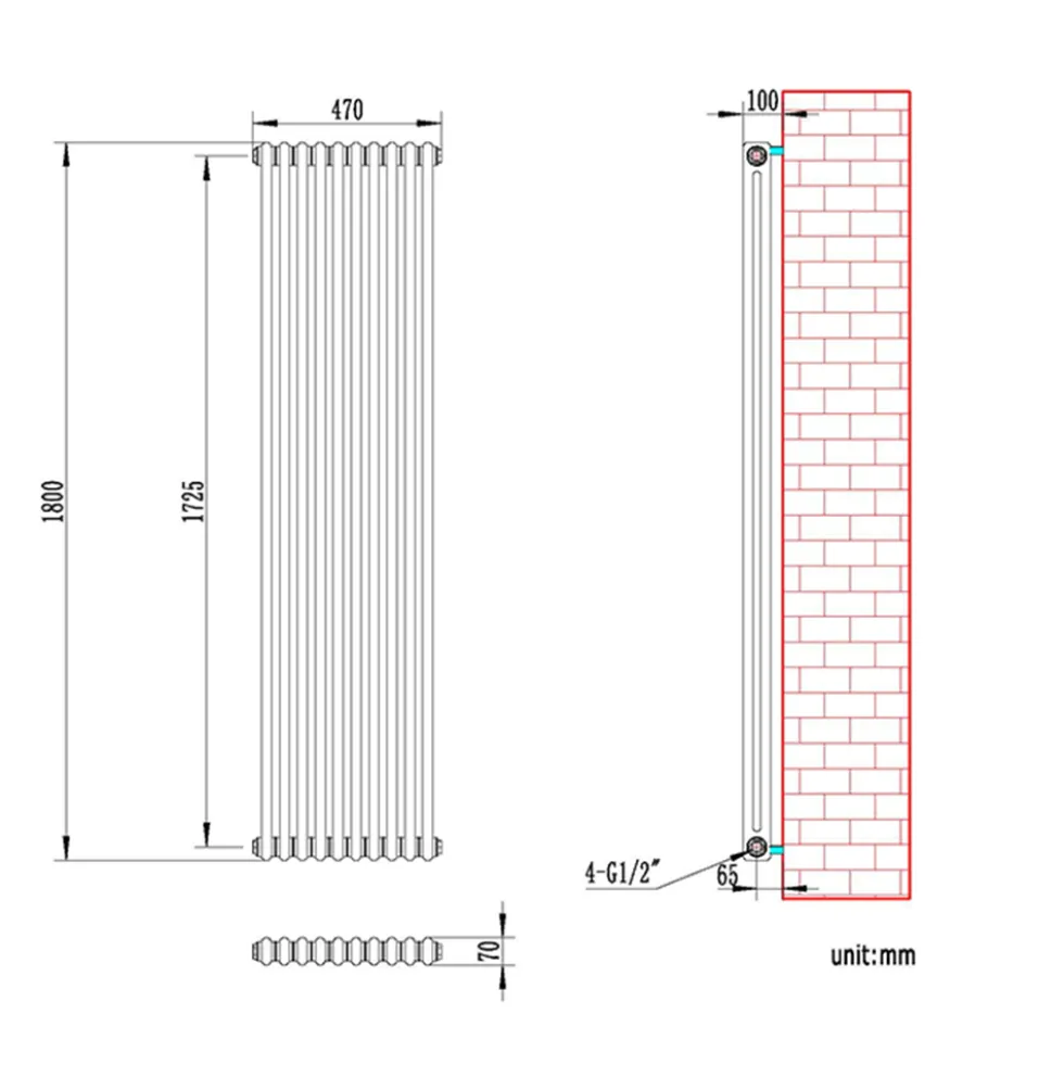 Brenton Olympus Vertical Column Radiator - Anthracite