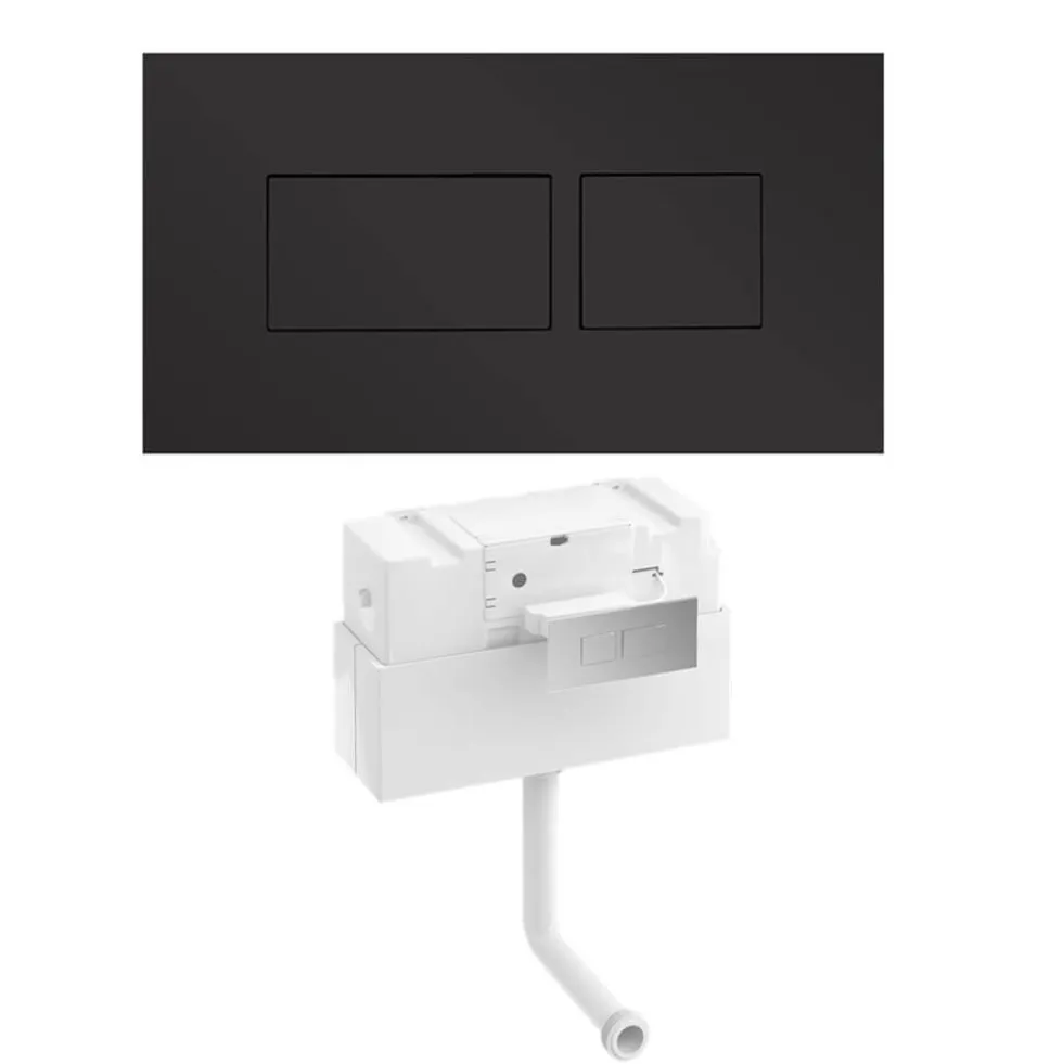 Britton Bathrooms Hoxton Dual Flush Plate and Cistern - Matt Black