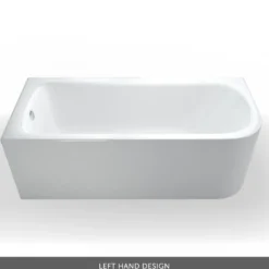 Britton Bathrooms Viride Single Ended Offset J-Shaped Bath, Panel & Cradle - 1700 x 750mm