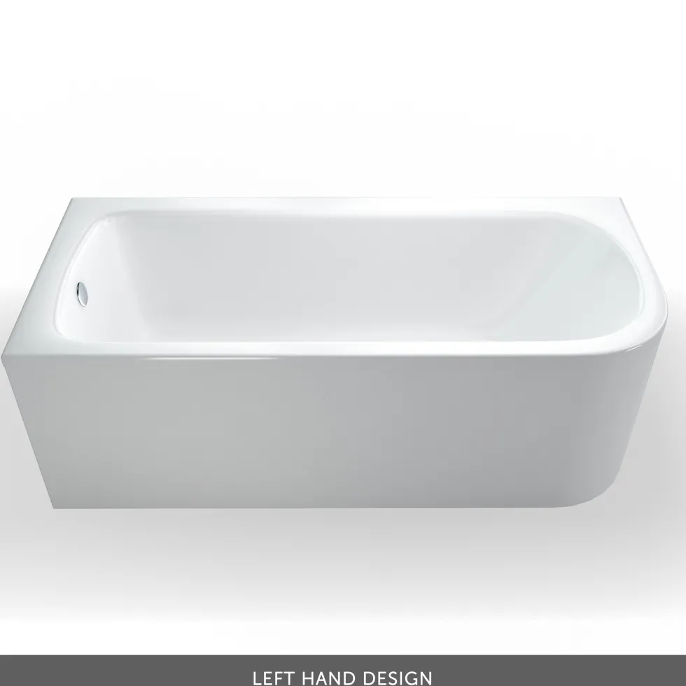 Britton Bathrooms Viride Single Ended Offset J-Shaped Bath, Panel & Cradle - 1700 x 750mm