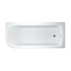 Britton Bathrooms Viride Single Ended Offset J-Shaped Bath, Panel & Cradle - 1700 x 750mm