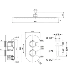 Brooke Concealed Shower Valve & Fixed Shower Head Package