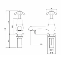Burlington Anglesey Deck Mounted Bath Pillar Taps