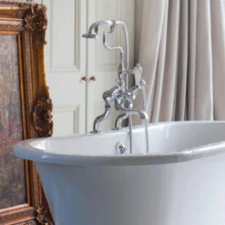 Burlington Anglesey Deck Mounted Bath Shower Mixer with Straight Valves