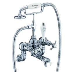 Burlington Anglesey Wall Mounted Bath Shower Mixer with Straight Valves & S Adjuster