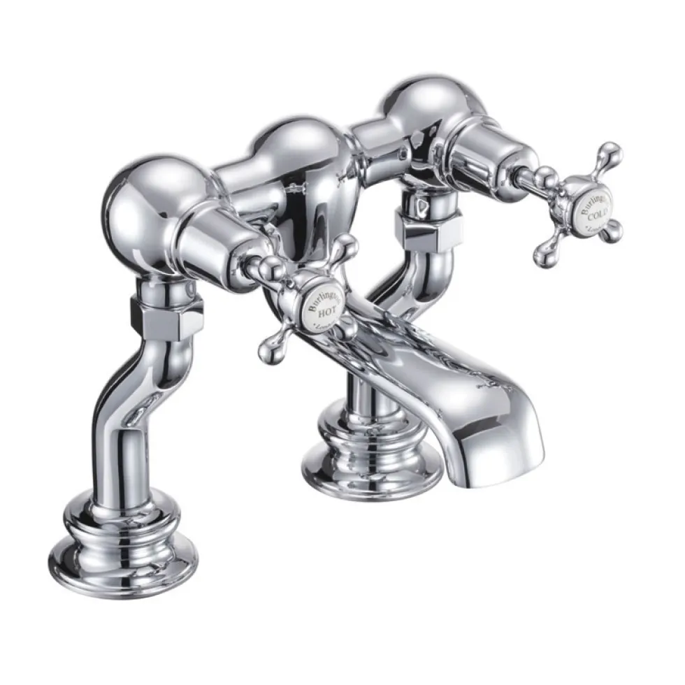 Burlington Claremont Regent Deck Mounted Bath Filler Tap with Straight Valves