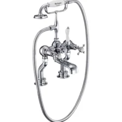 Burlington Claremont Regent Tall Deck Mounted Bath Shower Mixer with Straight Valves