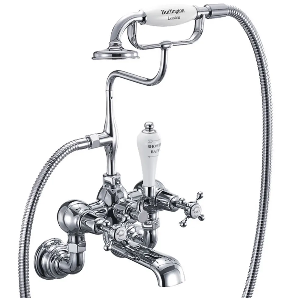 Burlington Claremont Wall Mounted Straight Bath Shower Mixer with S Adjuster