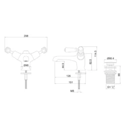 Burlington Kensington Basin Mixer Tap with High Central Indice & Waste